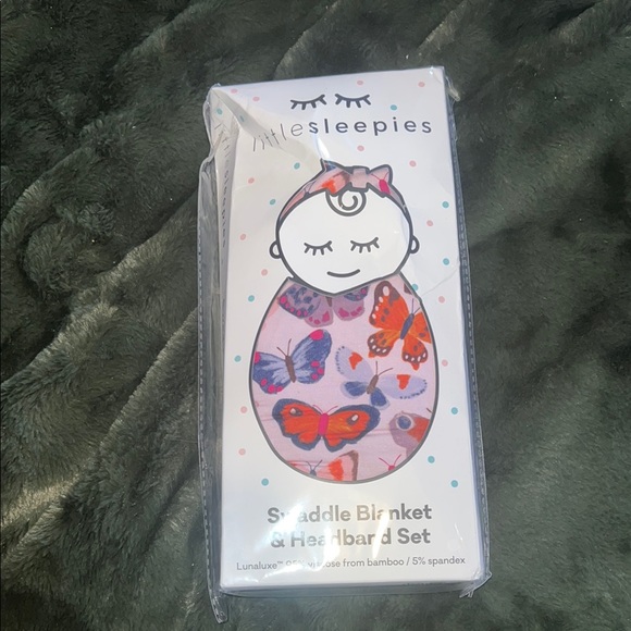 Little Sleepies Butterfly Swaddle Blanket & Headband Set